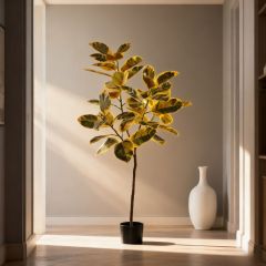 160CM ARTIFICIAL VARIEGATED RUBBER TREE,Wholesale High-Quality 160cm(5') Variegated Faux Rubber Tree