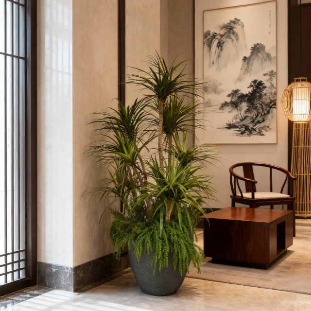 Custom Design Premium Faux Plants Arrangement with Cement Planter,Custom Design Premium Faux Plants Arrangement with Cement Planter