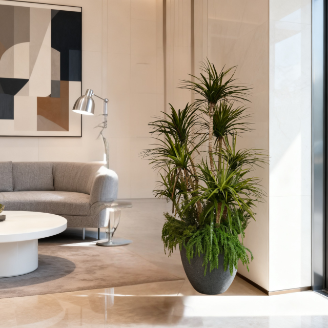 Custom Design Premium Faux Plants Arrangement with Cement Planter,Custom Design Premium Faux Plants Arrangement with Cement Planter