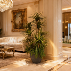 Custom Design Premium Faux Plants Arrangement with Cement Planter,Custom Design Premium Faux Plants Arrangement with Cement Planter