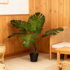 Custom Design Stylish Faux PU Monstera Leaves Potted Plant,Custom Design Stylish Faux PU Monstera Leaves Potted Plant