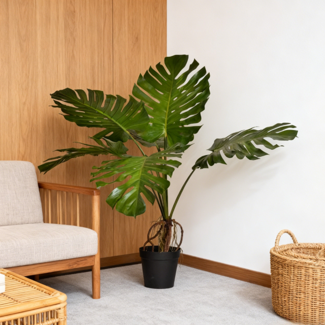 Custom Design Stylish Faux PU Monstera Leaves Potted Plant,Custom Design Stylish Faux PU Monstera Leaves Potted Plant