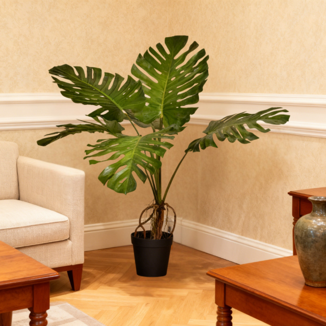 Custom Design Stylish Faux PU Monstera Leaves Potted Plant,Custom Design Stylish Faux PU Monstera Leaves Potted Plant