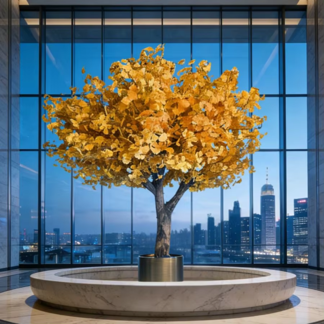 Custom Design 270CM High Simulated Big Size Ginkgo Leaves Tree,Custom Design 270CM High Simulated Big Size Ginkgo Leaves Tree