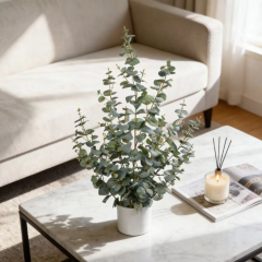 Desktop Decor Fabric Leaves Faux Eucalyptus Potted Plants,Desktop Decor Fabric Leaves Faux Eucalyptus Potted Plants