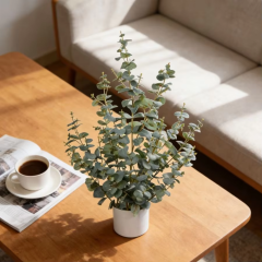 Desktop Decor Fabric Leaves Faux Eucalyptus Potted Plants,Desktop Decor Fabric Leaves Faux Eucalyptus Potted Plants