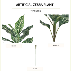 60CM 10 Leaves Faux Zebra Plant,60CM 10 Leaves Faux Zebra Plant