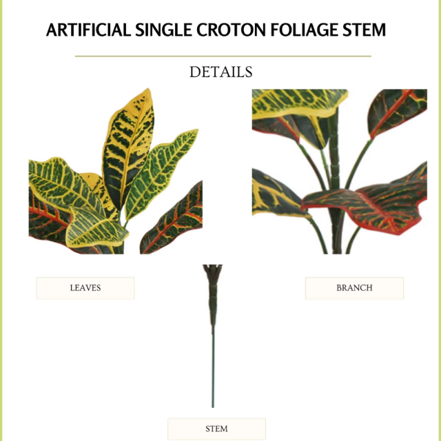 55CM Faux Croton Leaf Bush,55CM Faux Croton Leaf Bush