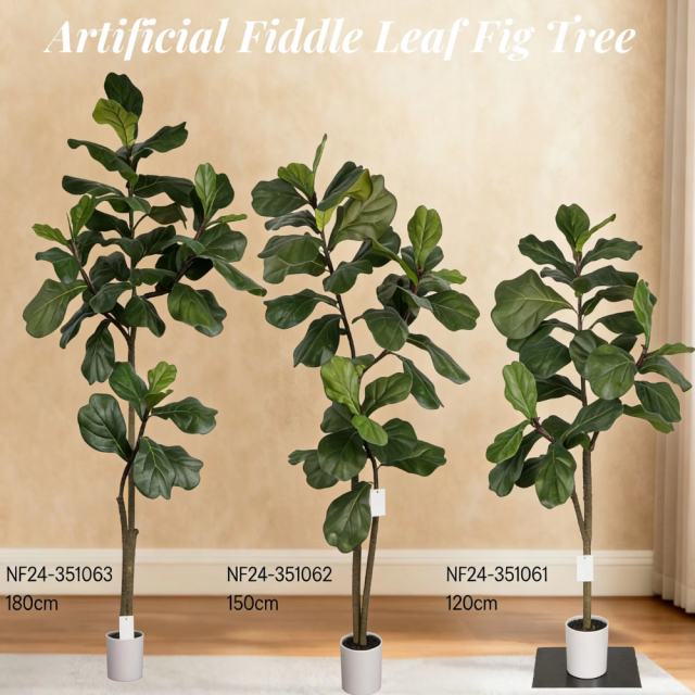 ARTIFICIAL FIDDLE LEAF FIG TREE in PLASTIC WHITE POT 120CM-180CM,120CM(4') 150CM(5') 180CM(6') ARTIFICIAL FIDDLE LEAF FIG TREE -- Chinese suppliers