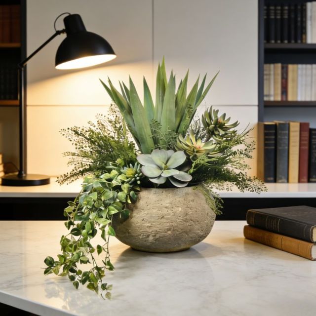 Custom Design Table Decor Plant Evergreen Faux Plant Arrangement,Custom Design Table Decor Plant Evergreen Faux Plant Arrangement