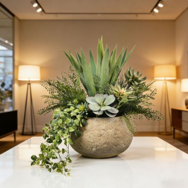 Custom Design Table Decor Plant Evergreen Faux Plant Arrangement,Custom Design Table Decor Plant Evergreen Faux Plant Arrangement