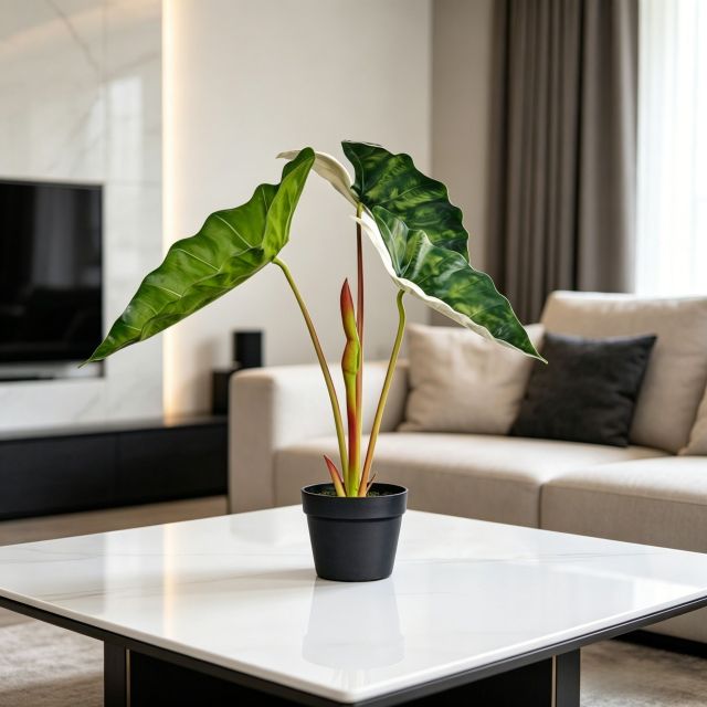  Highly Realistic Artificial Potted Alocasia Plants For Home Living Room,Highly Realistic Artificial Potted Alocasia Plants For Home Living Room