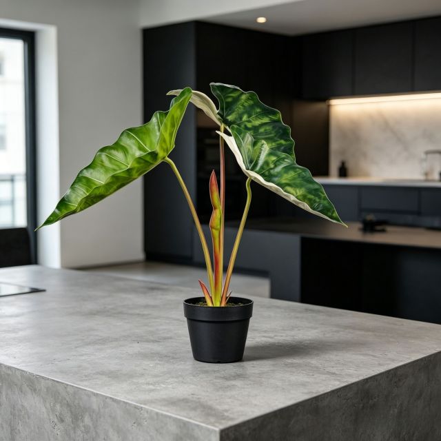  Highly Realistic Artificial Potted Alocasia Plants For Home Living Room,Highly Realistic Artificial Potted Alocasia Plants For Home Living Room