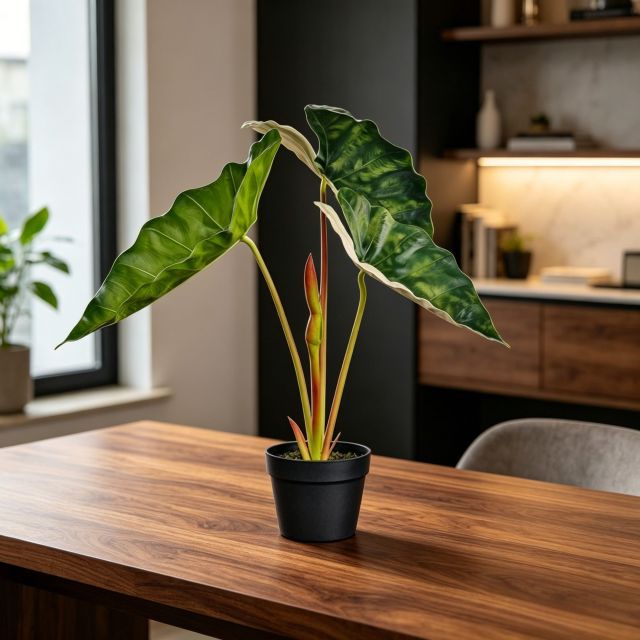  Highly Realistic Artificial Potted Alocasia Plants For Home Living Room,Highly Realistic Artificial Potted Alocasia Plants For Home Living Room