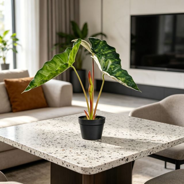  Highly Realistic Artificial Potted Alocasia Plants For Home Living Room,Highly Realistic Artificial Potted Alocasia Plants For Home Living Room