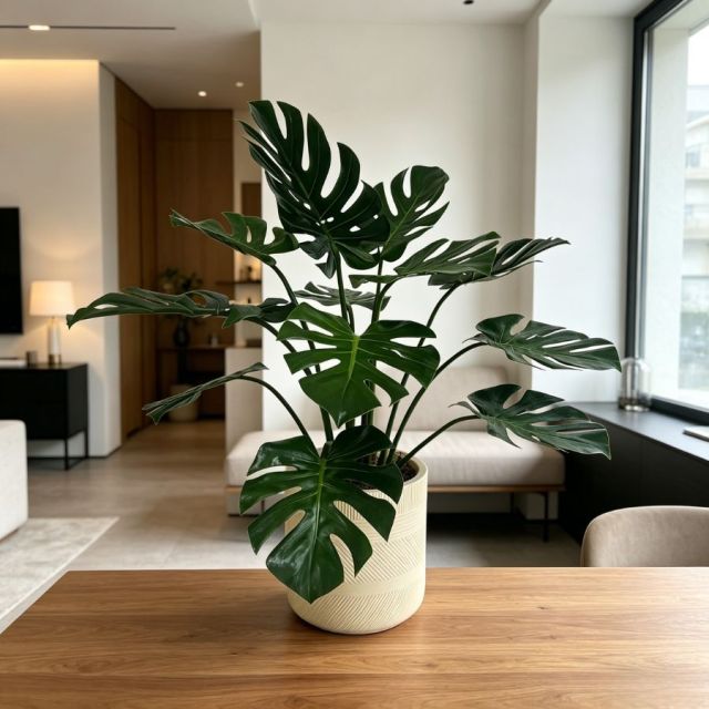  Lifelike Faux Monstera Potted Houseplant For Living Room,Lifelike Faux Monstera Potted Houseplant For Living Room