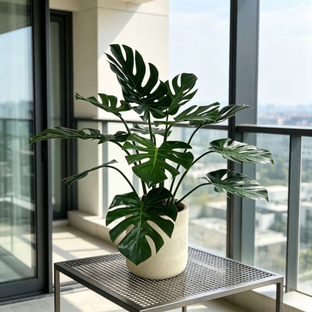  Lifelike Faux Monstera Potted Houseplant For Living Room,Lifelike Faux Monstera Potted Houseplant For Living Room