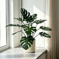  Lifelike Faux Monstera Potted Houseplant For Living Room,Lifelike Faux Monstera Potted Houseplant For Living Room