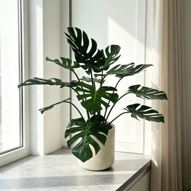  Lifelike Faux Monstera Potted Houseplant For Living Room,Lifelike Faux Monstera Potted Houseplant For Living Room