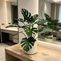  Lifelike Faux Monstera Potted Houseplant For Living Room,Lifelike Faux Monstera Potted Houseplant For Living Room