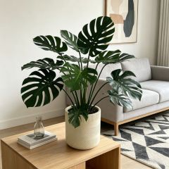  Lifelike Faux Monstera Potted Houseplant For Living Room,Lifelike Faux Monstera Potted Houseplant For Living Room