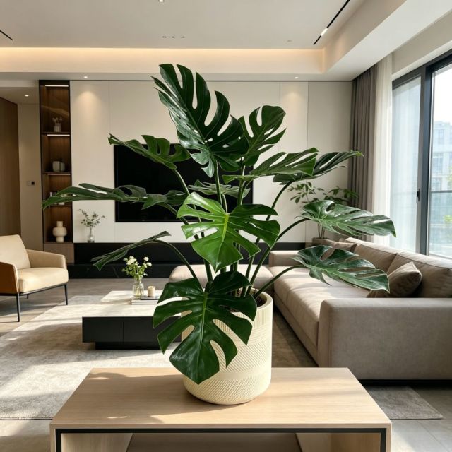  Lifelike Faux Monstera Potted Houseplant For Living Room,Lifelike Faux Monstera Potted Houseplant For Living Room