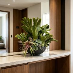 Highly Realistic Potted Faux Mixed Plant / Queen Fern Plant  Arrangement For Interior Tabletop Decor,Highly Realistic Potted Faux Mixed Plant For Interior Tabletop Decor