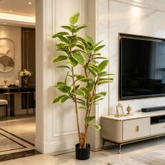 Highly Realistic Artificial Variegated Rubber Tree Potted for Home Office Hotel Decor,Highly Realistic Artificial Variegated Ficus Tree Potted For Home Decor