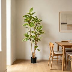Highly Realistic Artificial Variegated Rubber Tree Potted for Home Office Hotel Decor,Highly Realistic Artificial Variegated Ficus Tree Potted For Home Decor