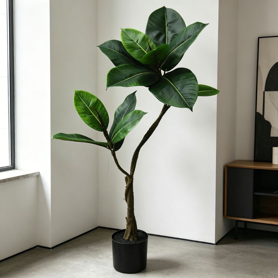 90CM Highly Realistic Modern Home Decor Artificial Rubber Tree in Pot,90CM Highly Realistic Modern Home Decor Artificial Rubber Tree in Pot