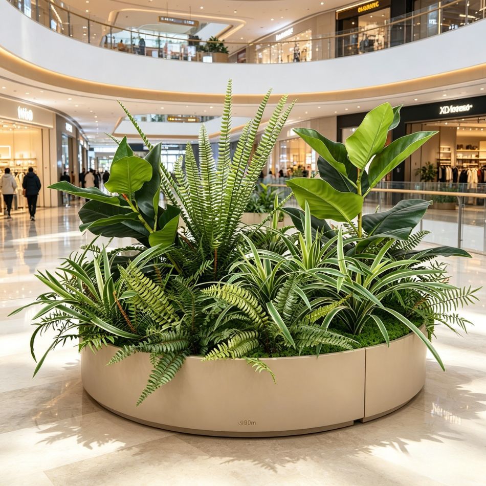 Custom Design Artificial Fern & Rubber Plant Circular Arrangement for Interior Decor,Custom Design Artificial Fern & Rubber Plant Circular Arrangement for Interior Decor