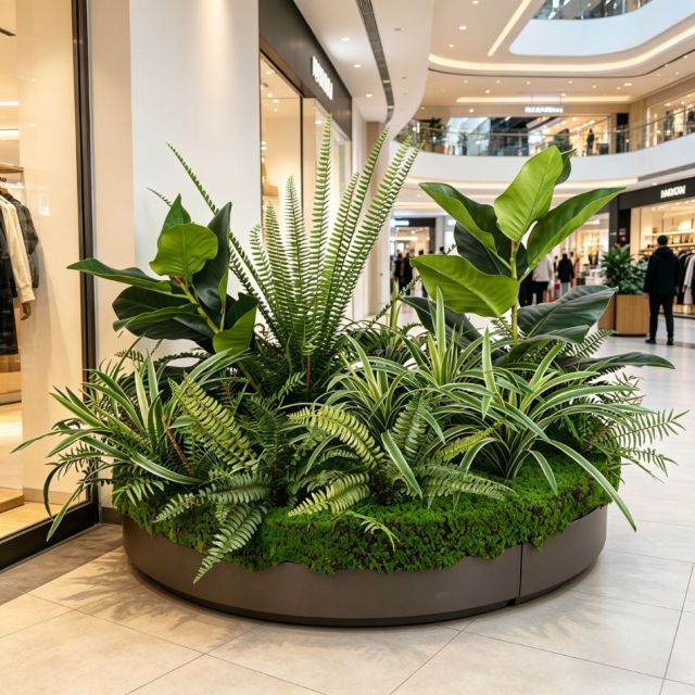 Custom Design Artificial Fern & Rubber Plant Circular Arrangement for Interior Decor,Custom Design Artificial Fern & Rubber Plant Circular Arrangement for Interior Decor