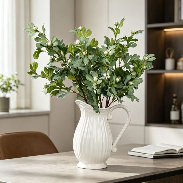 Premium Quality Artificial Golden Chrysanthemum Leaf Spray for Indoor Decor,Premium Quality Artificial Golden Chrysanthemum Leaf Spray for Indoor Decor