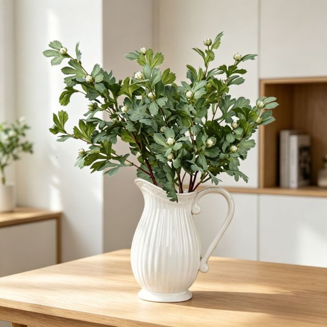 Premium Quality Artificial Golden Chrysanthemum Leaf Spray for Indoor Decor,Premium Quality Artificial Golden Chrysanthemum Leaf Spray for Indoor Decor