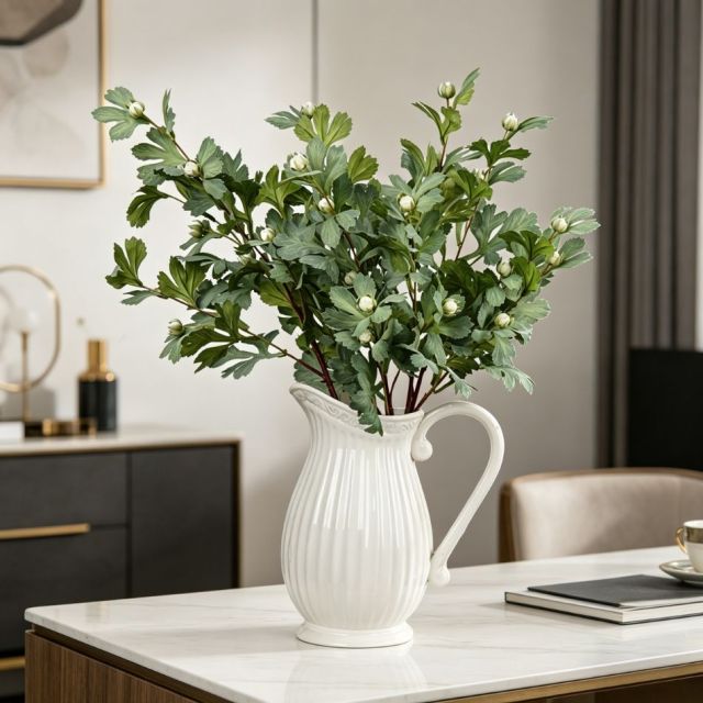 Premium Quality Artificial Golden Chrysanthemum Leaf Spray for Indoor Decor,Premium Quality Artificial Golden Chrysanthemum Leaf Spray for Indoor Decor