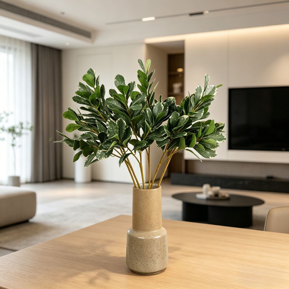 Custom design Artificial Single Stem 3‑Fork Desert Rose Leaves plant for Interior Decor,Premium Quality Artificial Single Stem 3‑Fork Desert Rose Leaves plant for Interior Decor
