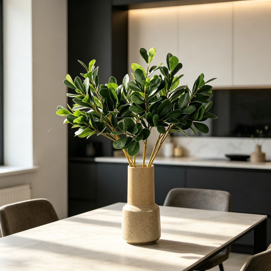 Custom design Artificial Single Stem 3‑Fork Desert Rose Leaves plant for Interior Decor,Premium Quality Artificial Single Stem 3‑Fork Desert Rose Leaves plant for Interior Decor