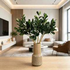 Custom design Artificial Single Stem 3‑Fork Desert Rose Leaves plant for Interior Decor,Premium Quality Artificial Single Stem 3‑Fork Desert Rose Leaves plant for Interior Decor