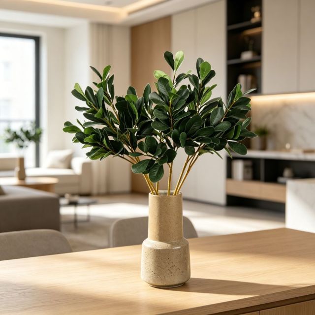 Custom design Artificial Single Stem 3‑Fork Desert Rose Leaves plant for Interior Decor,Premium Quality Artificial Single Stem 3‑Fork Desert Rose Leaves plant for Interior Decor