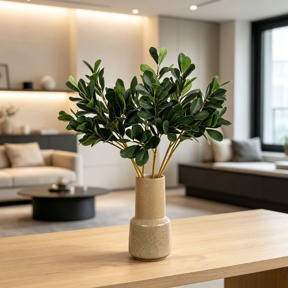 Custom design Artificial Single Stem 3‑Fork Desert Rose Leaves plant for Interior Decor,Premium Quality Artificial Single Stem 3‑Fork Desert Rose Leaves plant for Interior Decor