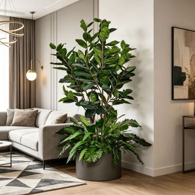 Custom design Artificial Rubber Tree Greenery Arrangement Potted Plant for Indoor Decor,Premium Quality Artificial Rubber Tree Greenery Arrangement Potted Plant for Indoor Decor