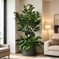 Custom design Artificial Rubber Tree Greenery Arrangement Potted Plant for Indoor Decor,Premium Quality Artificial Rubber Tree Greenery Arrangement Potted Plant for Indoor Decor
