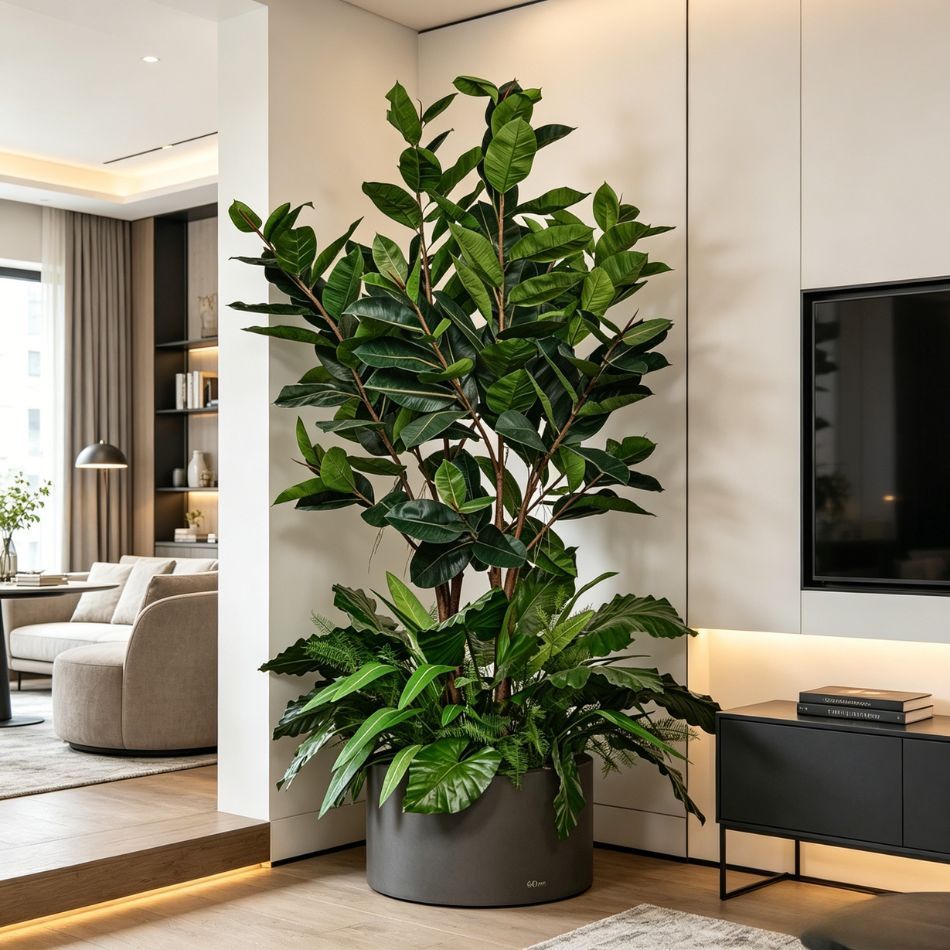 Custom design Artificial Rubber Tree Greenery Arrangement Potted Plant for Indoor Decor,Premium Quality Artificial Rubber Tree Greenery Arrangement Potted Plant for Indoor Decor