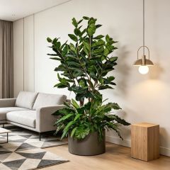 Custom design Artificial Rubber Tree Greenery Arrangement Potted Plant for Indoor Decor,Premium Quality Artificial Rubber Tree Greenery Arrangement Potted Plant for Indoor Decor
