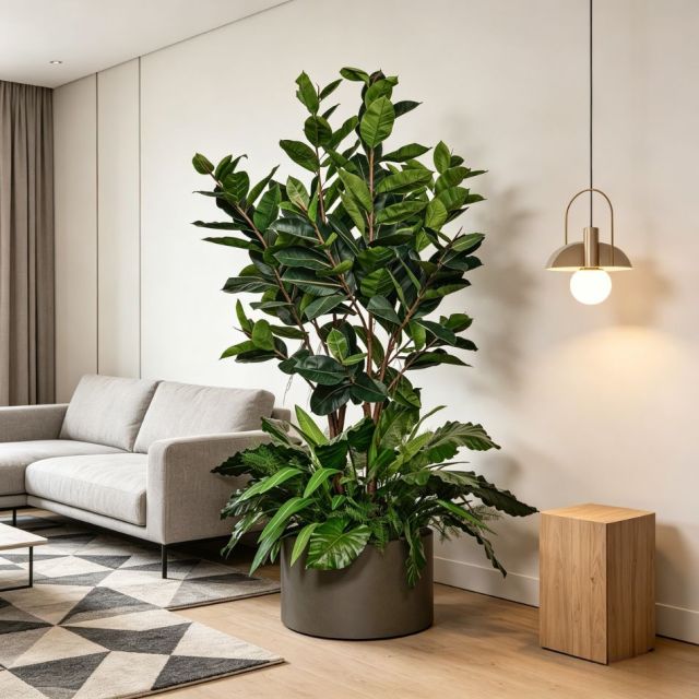 Custom design Artificial Rubber Tree Greenery Arrangement Potted Plant for Indoor Decor,Premium Quality Artificial Rubber Tree Greenery Arrangement Potted Plant for Indoor Decor