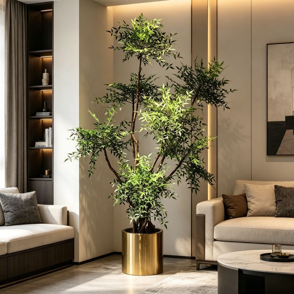 230CM Permium Quality Multi-Stem Potted Artificial Nandina Plant for Interior Design,230CM Permium Quality Multi-Stem Potted Artificial Nandina Plant for Interior Design