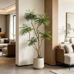220CM Custom Design Curved Branch Potted Artificial Nandina Plant for Interior Decor,220CM Custom Design Curved Branch Potted Artificial Nandina Plant for Interior Decor