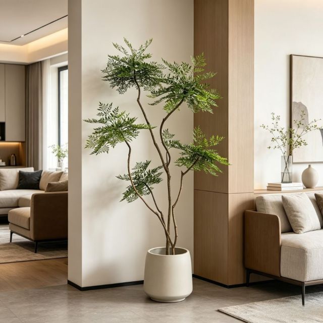220CM Custom Design Curved Branch Potted Artificial Nandina Plant for Interior Decor,220CM Custom Design Curved Branch Potted Artificial Nandina Plant for Interior Decor