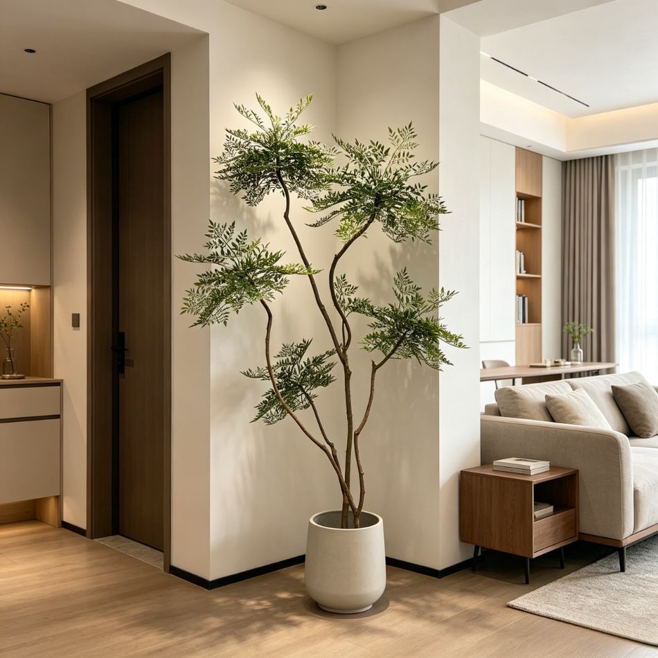 220CM Custom Design Curved Branch Potted Artificial Nandina Plant for Interior Decor,220CM Custom Design Curved Branch Potted Artificial Nandina Plant for Interior Decor