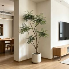 220CM Custom Design Curved Branch Potted Artificial Nandina Plant for Interior Decor,220CM Custom Design Curved Branch Potted Artificial Nandina Plant for Interior Decor